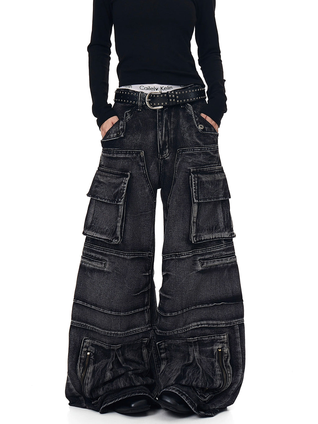 BLACKLISTS Deconstructed Multi-pocket Tooling Jeans