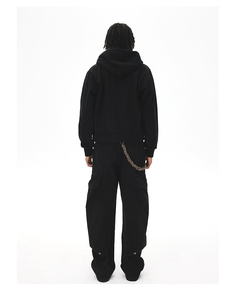 CRICLE Letter Print Hooded Zip Sweater