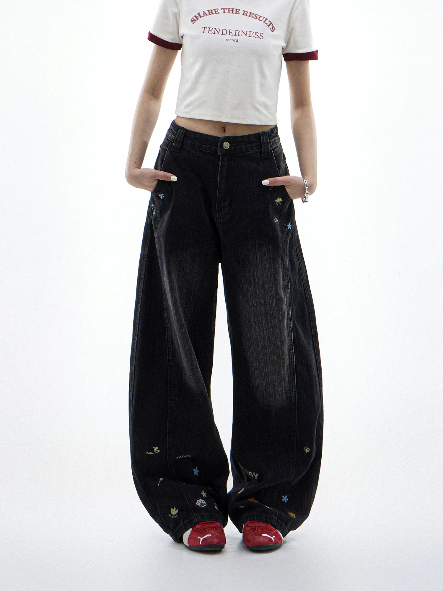 CHANT2nd Cartoon Embroidered Loose Jeans
