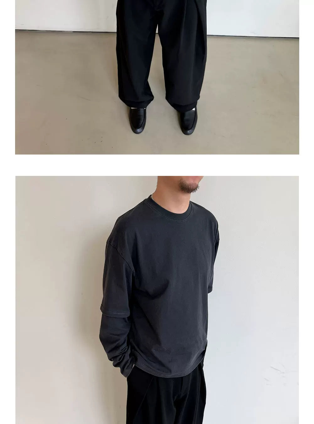 Anniehall Slack Fake Two Piece Casual Long Sleeve