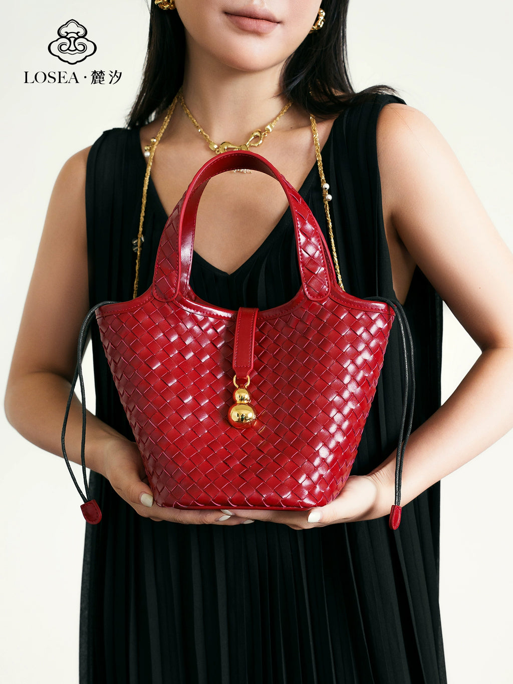 LOSEA Hand-woven Gourd Vegetable Basket Messenger Bag