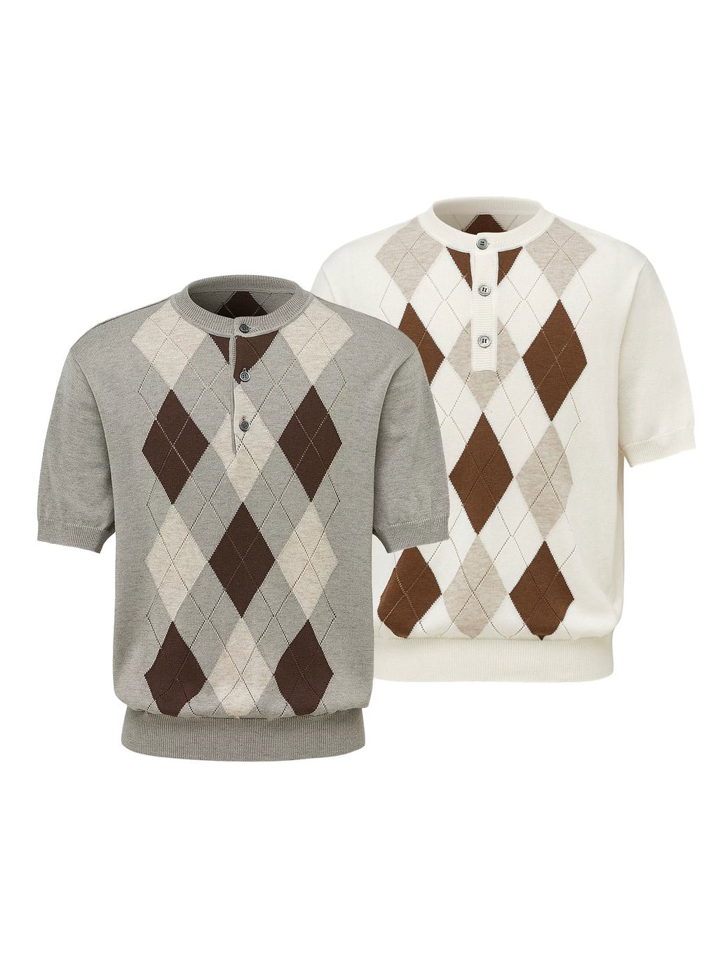 TAICHIISM Rhombus Knitted Splicing Plaid POLO Knitted Tee