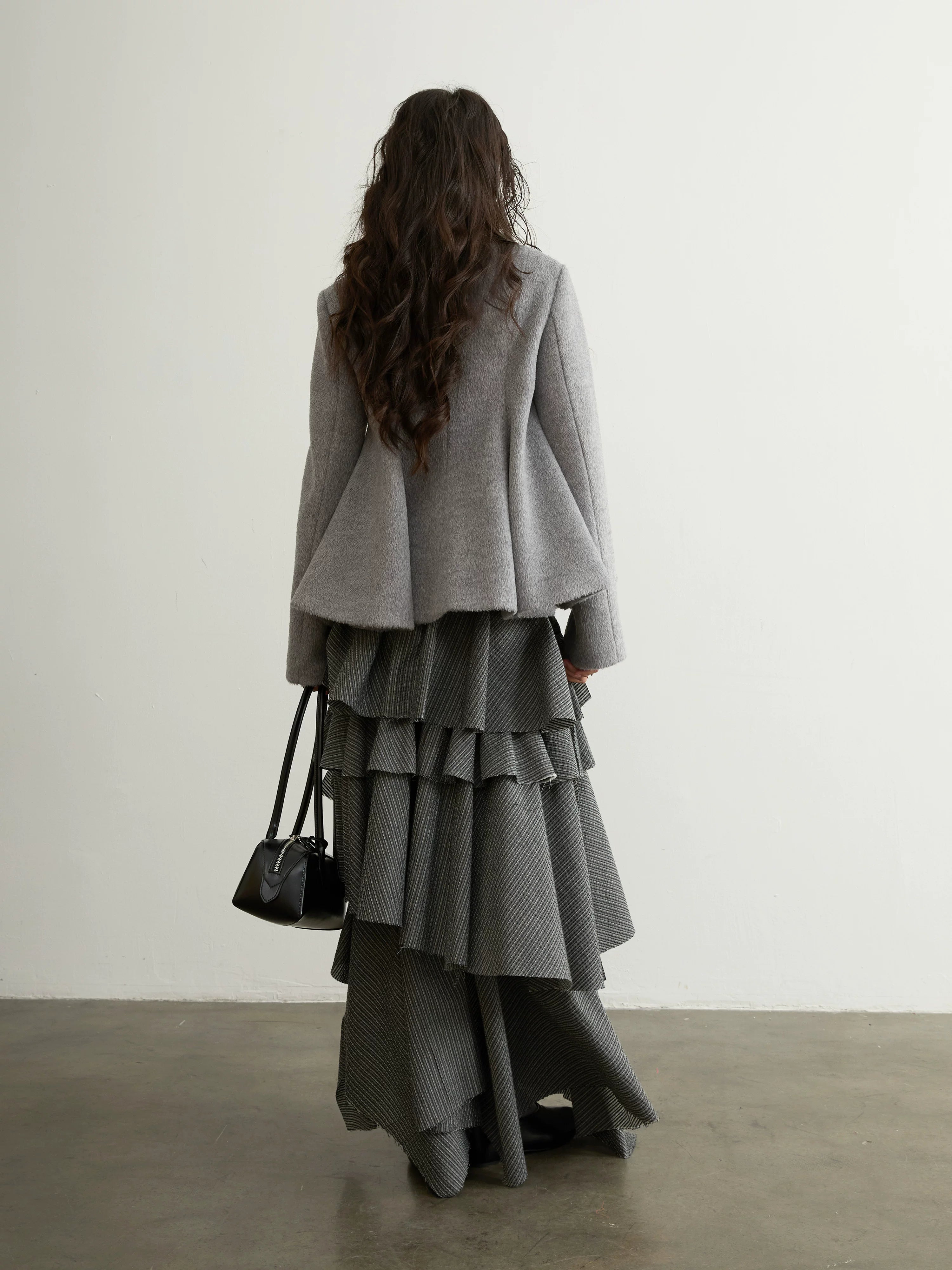 JNYLON Vintage Irregular Striped Split Skirt