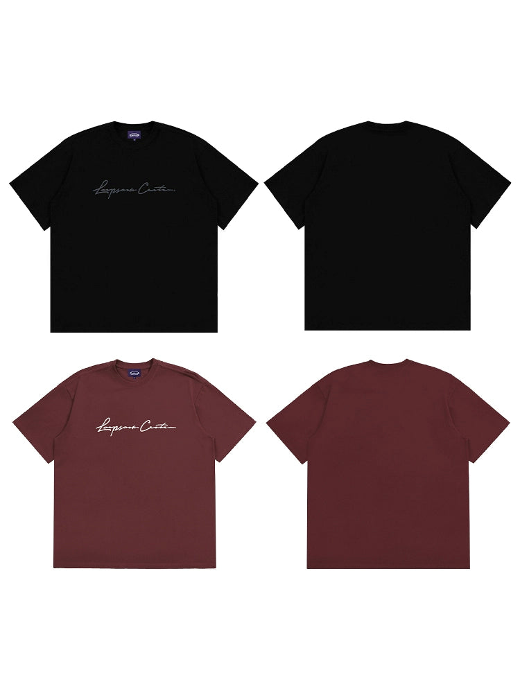 Loopsoon Loose Trend Printed Letter Logo Tee