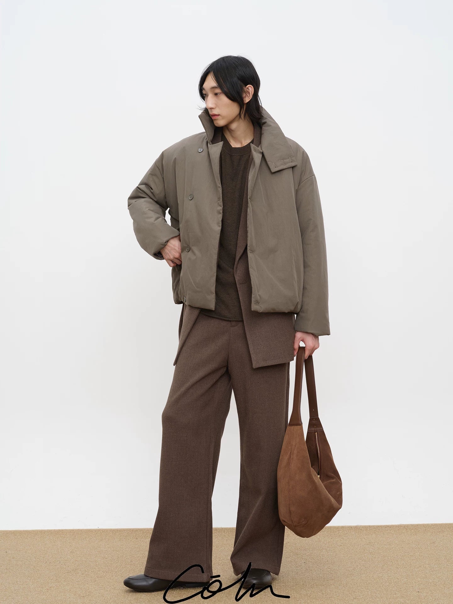 COLN Turtleneck Button Cotton Jacket