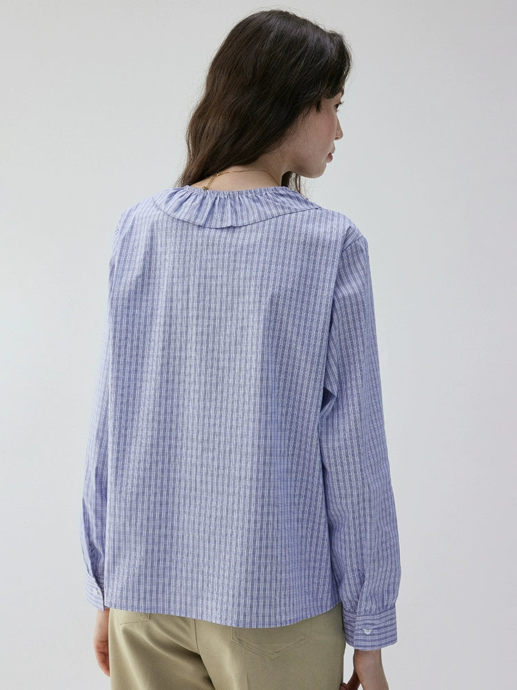 VOOE Fungus Edge V-Neck Checked Shirt