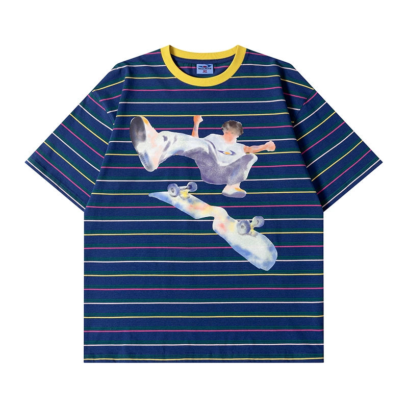 NewJNXS Juvenile Sense Casual Contrasting Striped Tee