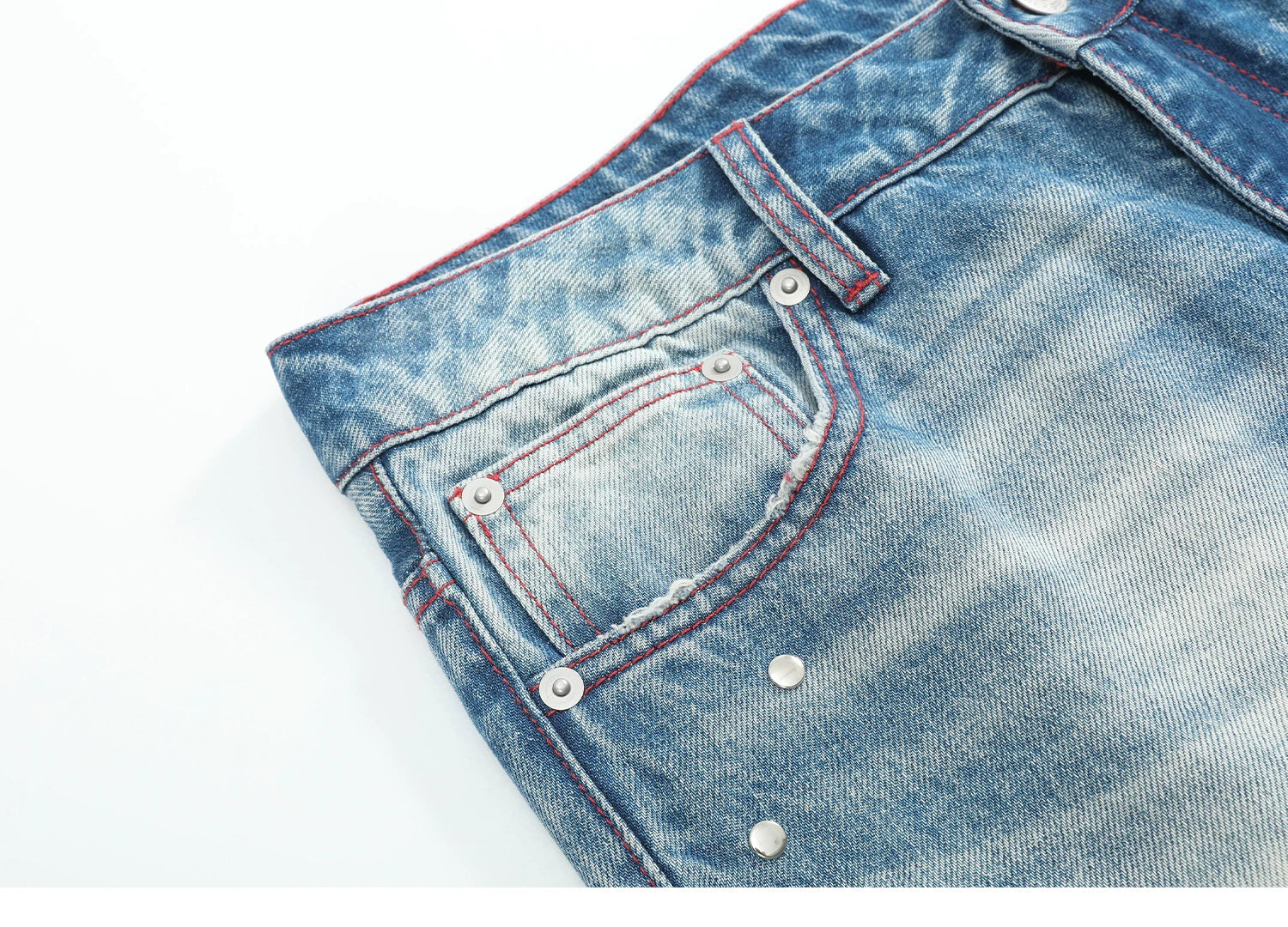 No E Mosen Plaid Rivet Pull Jeans