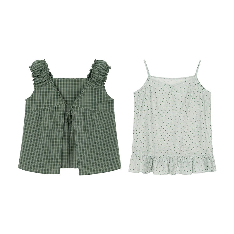 KANO Stacked Suspender Plaid Shirt Set