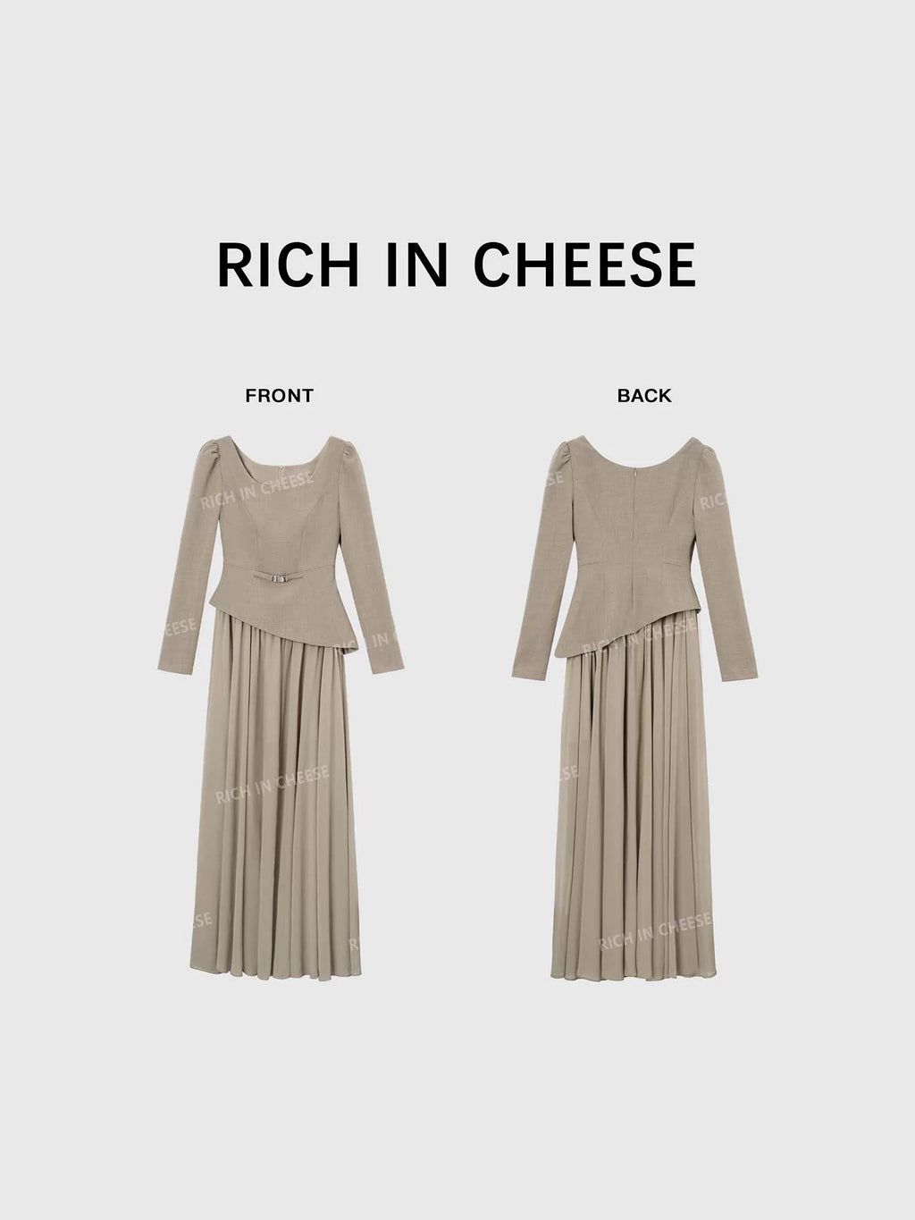 RICH IN CHEESE Mesh Stitching Waist Slim Dress