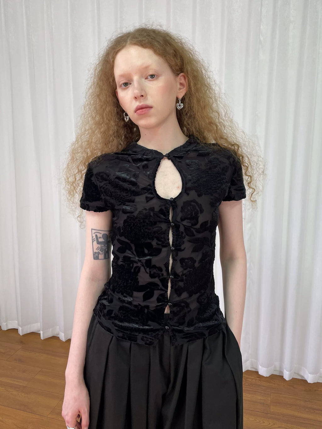 Loosesmell Jacquard Splicing Lace Skinny Shirt