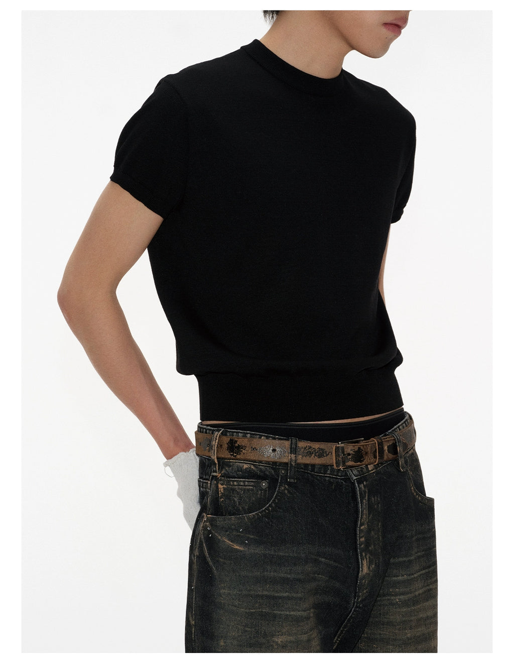 JCAESAR Ice Silk Slim-fitting Small Neckline Tee