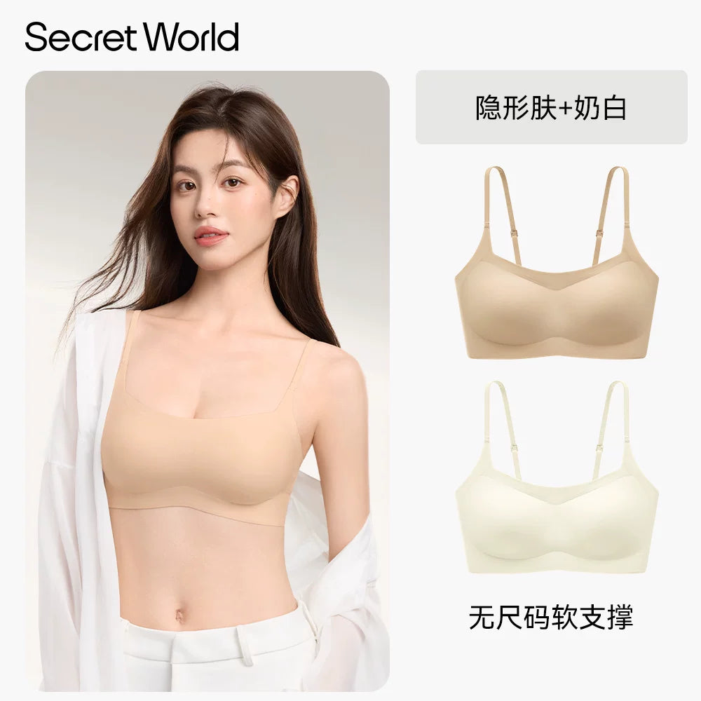Secret World No Size Liquid Foundation Traceless Shoulder Strap Sports Bra
