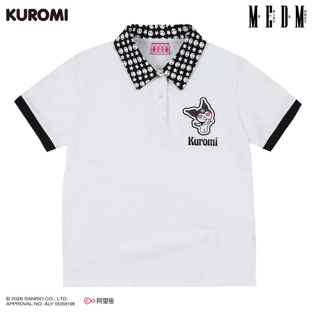 MEDM Contrasting Color Collar Edge Casual Polo Shirt Tee