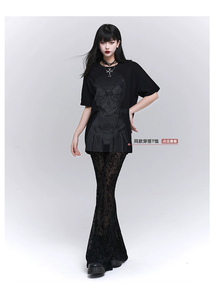 LADYGHOST Versatile Lace Micro-flared Pants