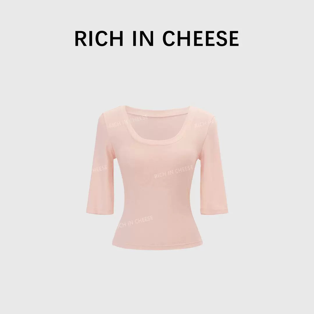 RICH IN CHEESE Versatile Knitted Tee Knitted Trousers Set