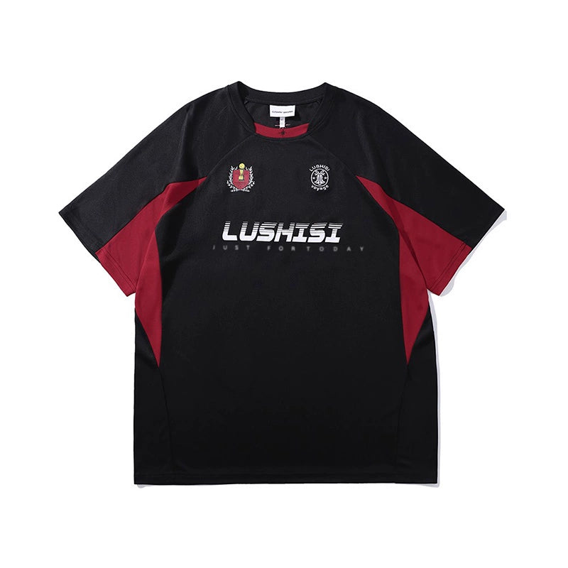 LUSHISI Quick-drying Splicing Retro Tee