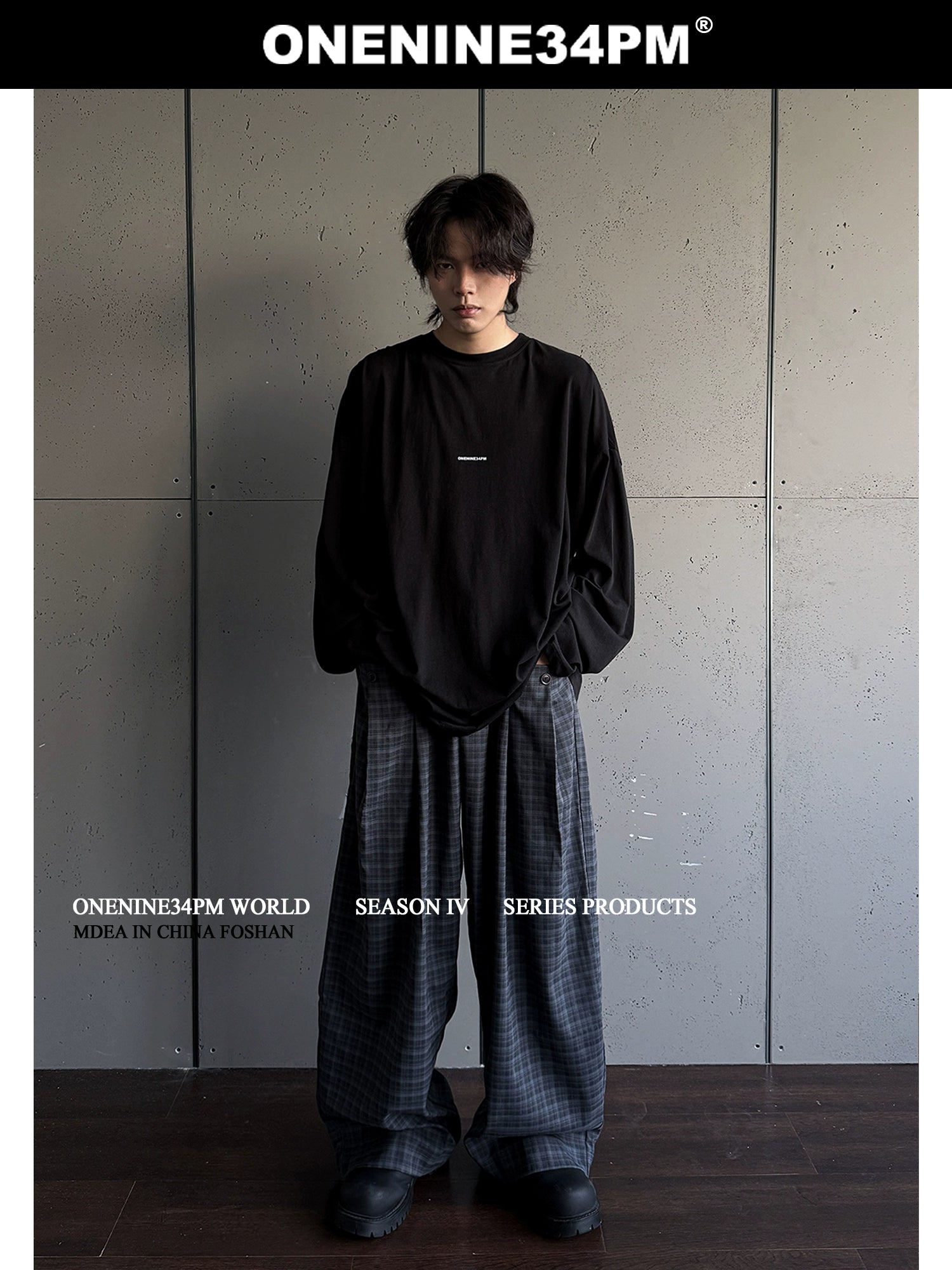 ONENINE34PM Black Plaid Slacks