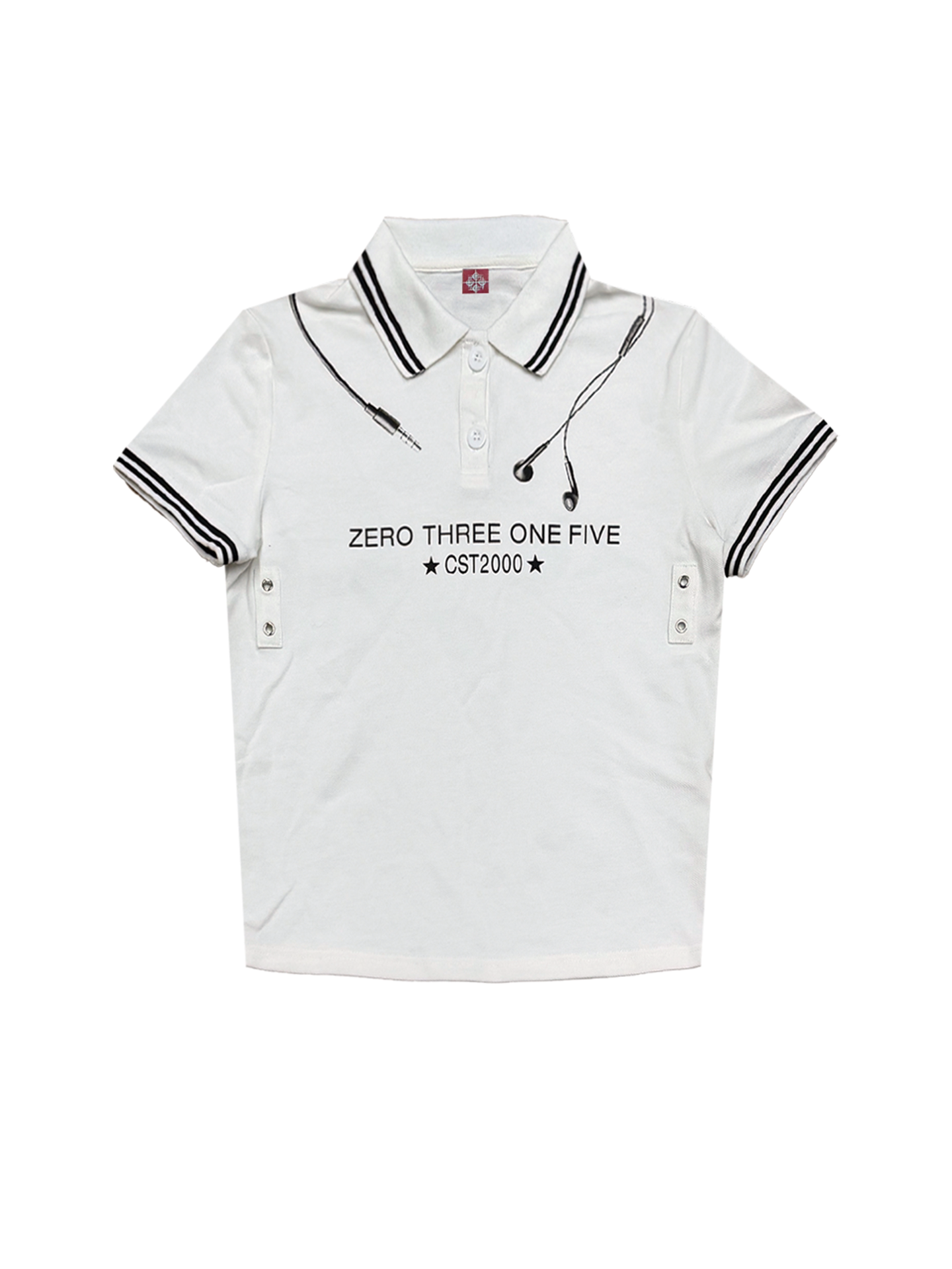 DETW Contrasting Front Shoulder Polo Shirt Tee