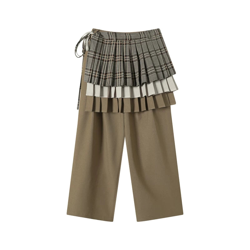 TGNS Three-layer Pleated Skirt Fart Curtain Splicing Pants