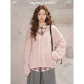 LOVEHEYNEW Twist V-neck Loose and Thin Sweater