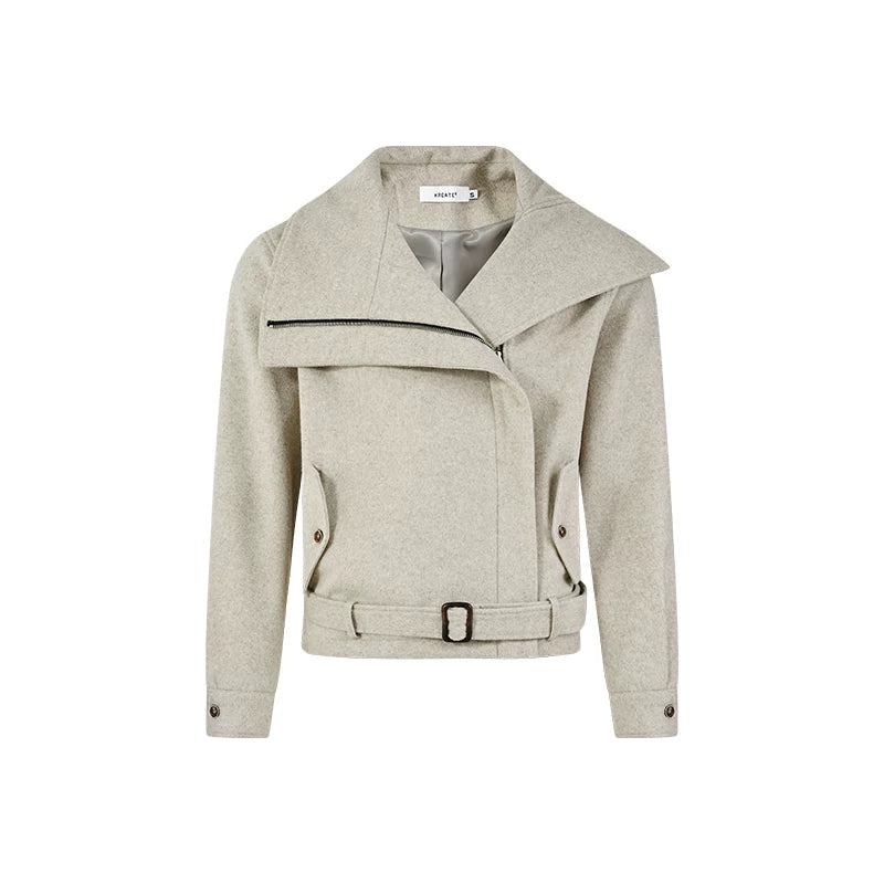 KREATE 50% Merino Wool Slanted Zip Multi-neck Jacket