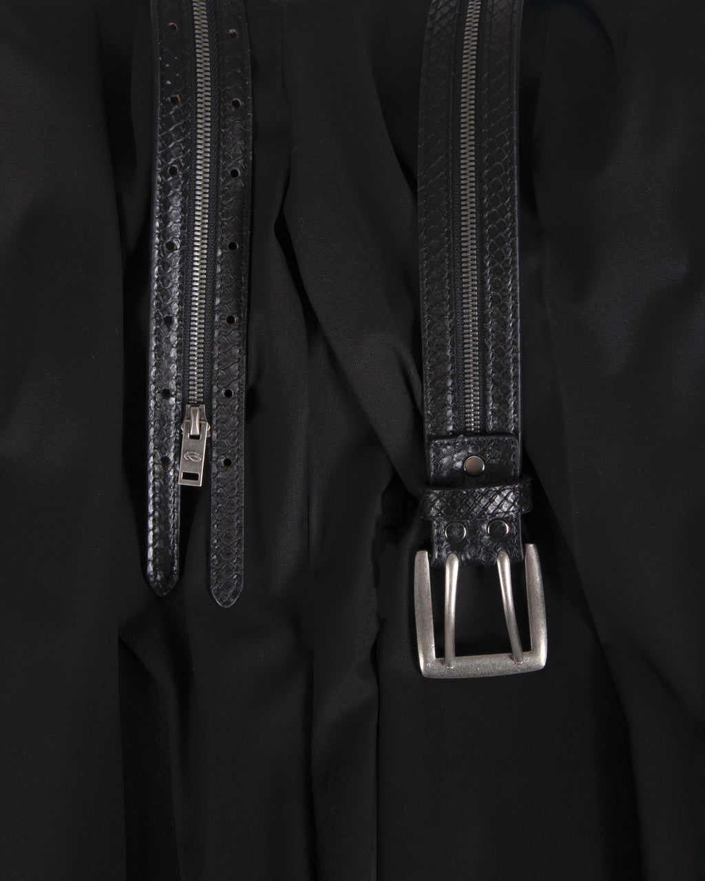 VOWPROGRESS Python Leather Zipper Belt
