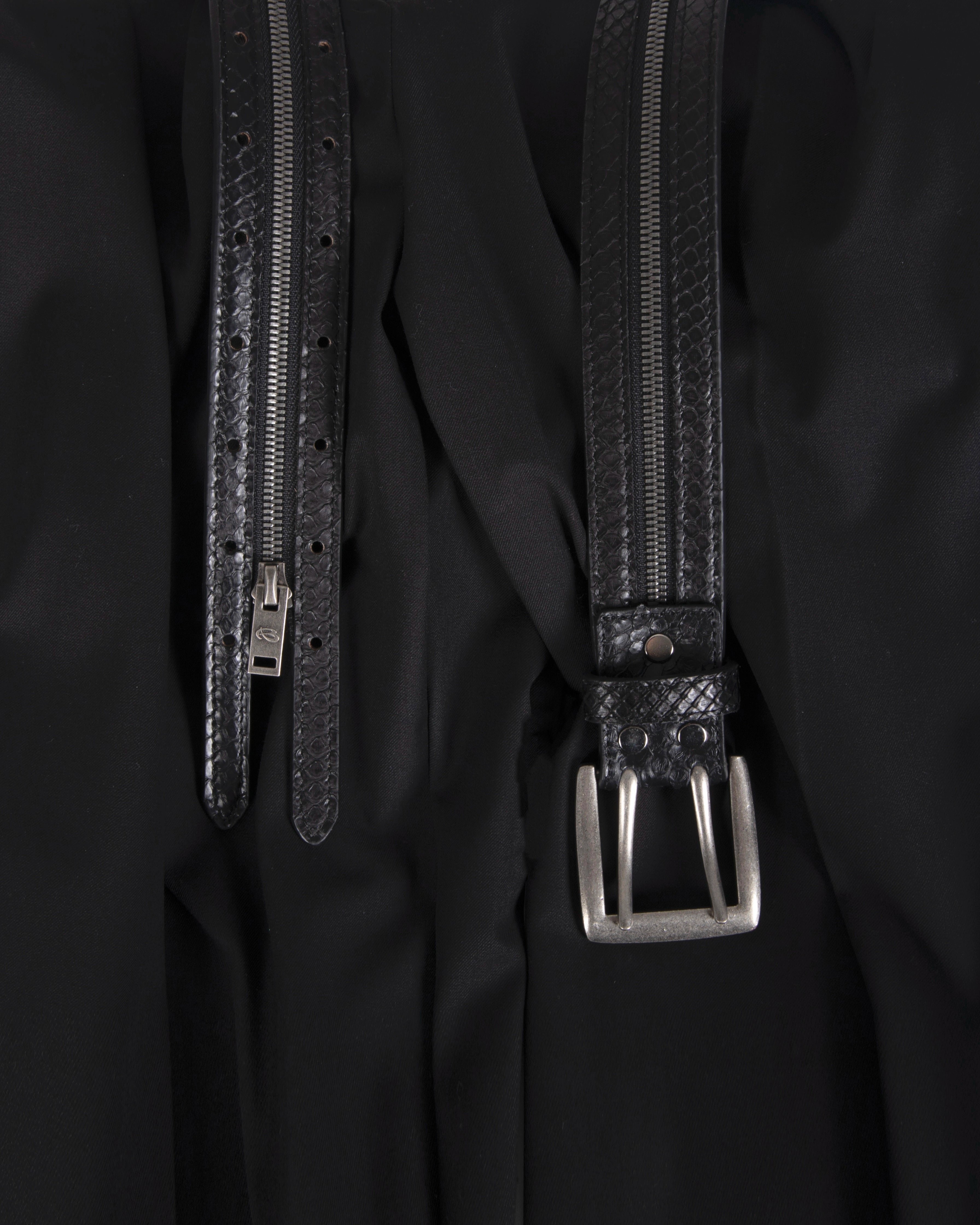 VOWPROGRESS Python Leather Zipper Belt