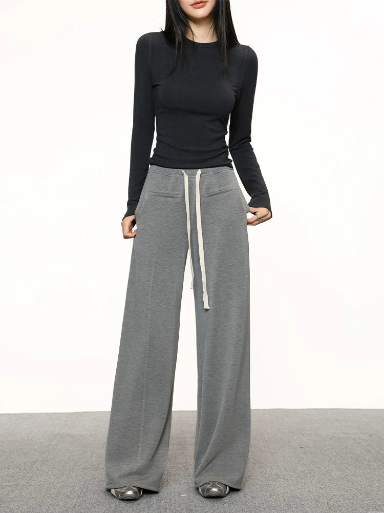 Cherrymelody Vintage High Waist Wide Leg Casual Straight Sweatpants