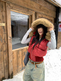 EAHO Removable Fur Collar Cotton Vest