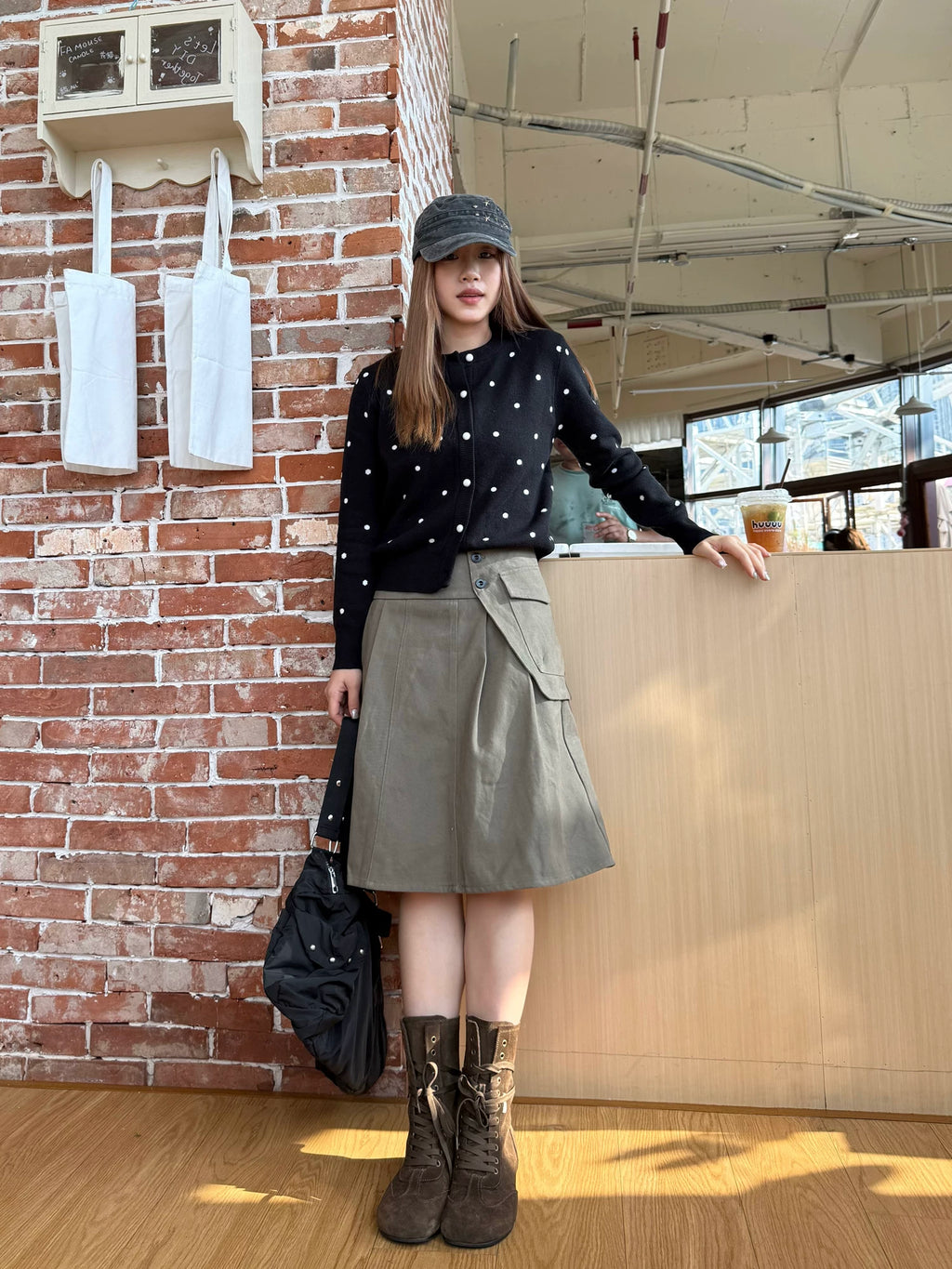 CCYE Front Shoulder Polka Dot Short Sweater Cardigan