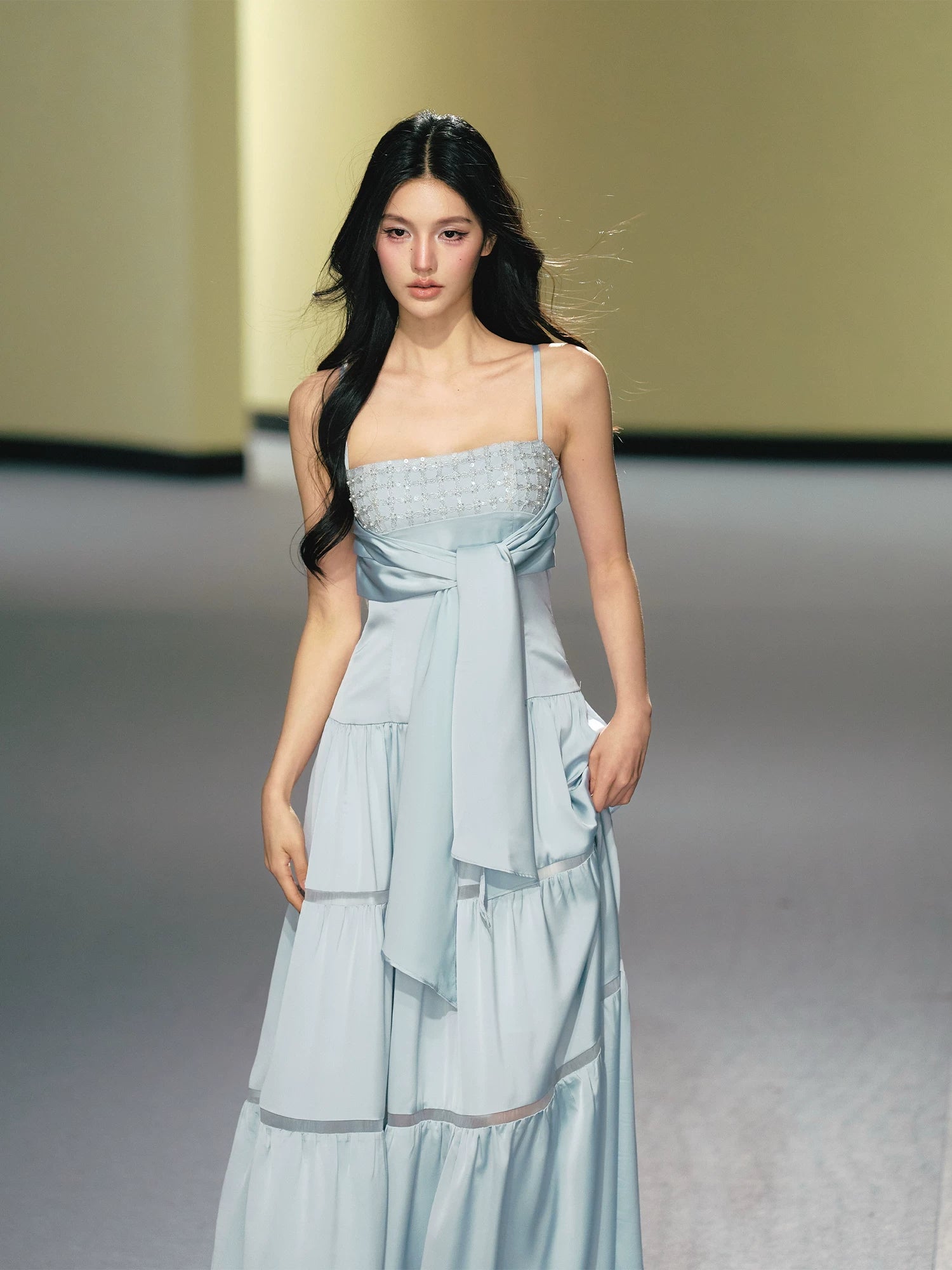 AGAM Hollow Splicing Bead Tube Top Dress