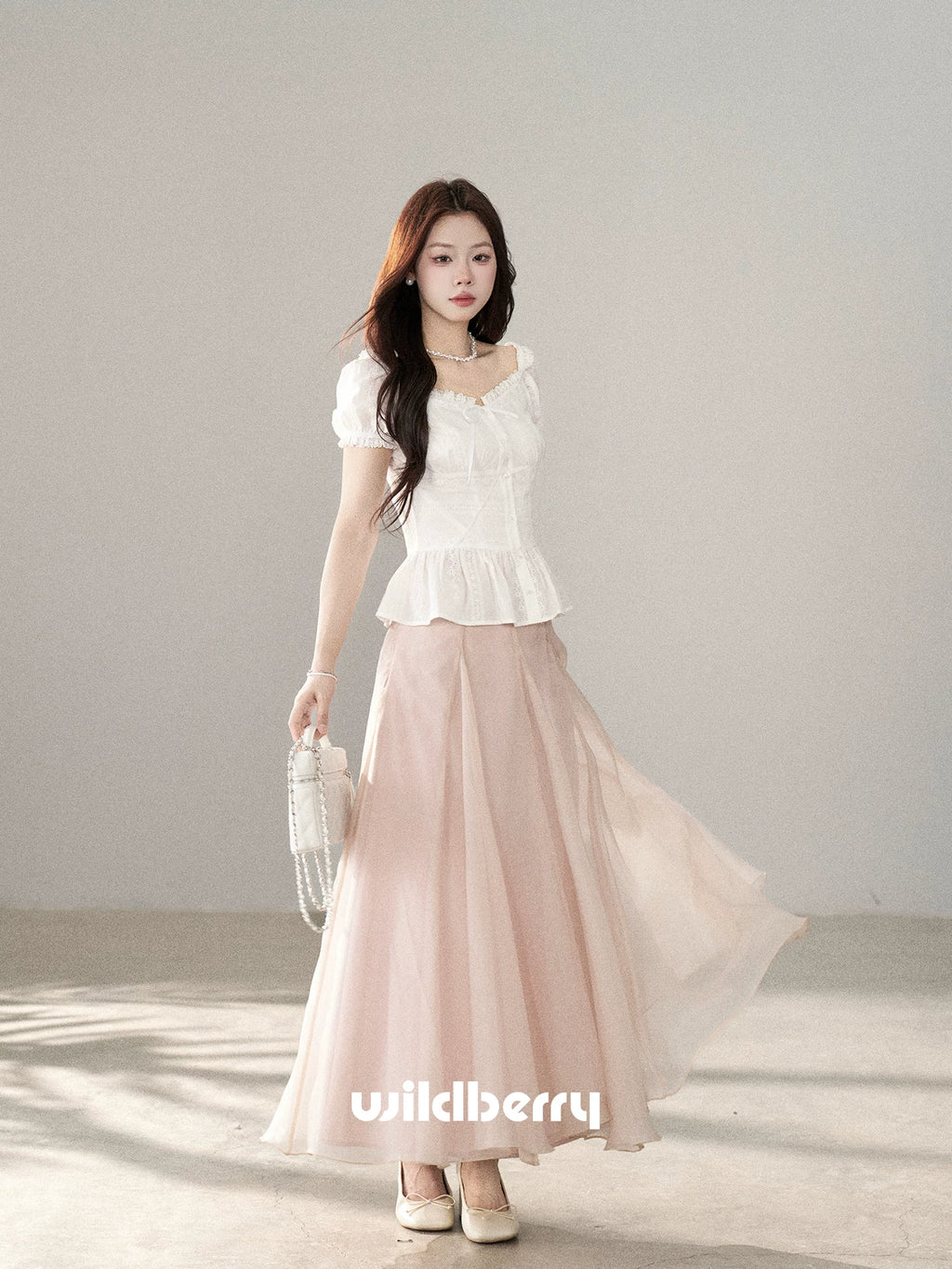 Wildberry Mesh Stitching High Waist Skirt