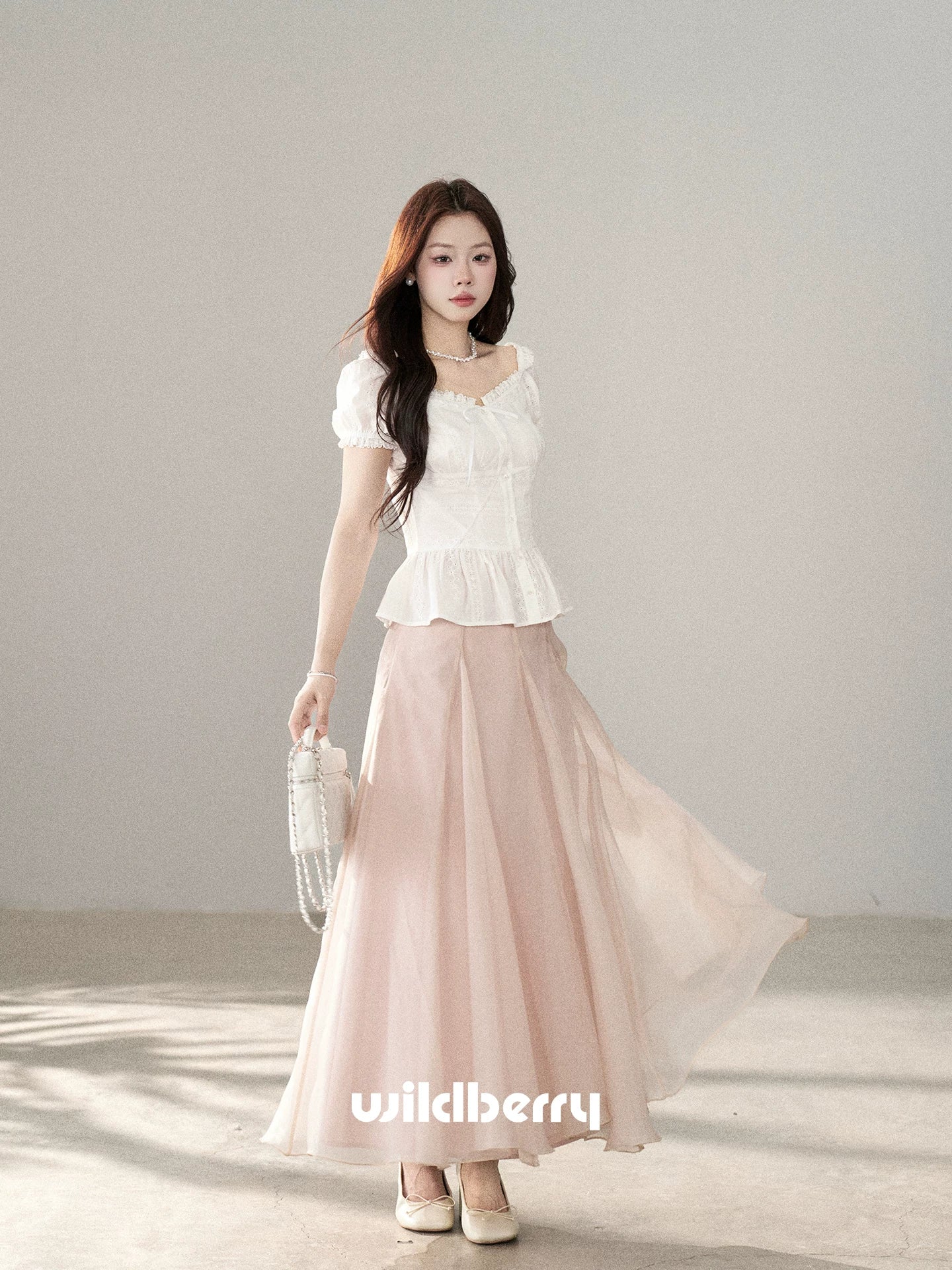 Wildberry Mesh Stitching High Waist Skirt