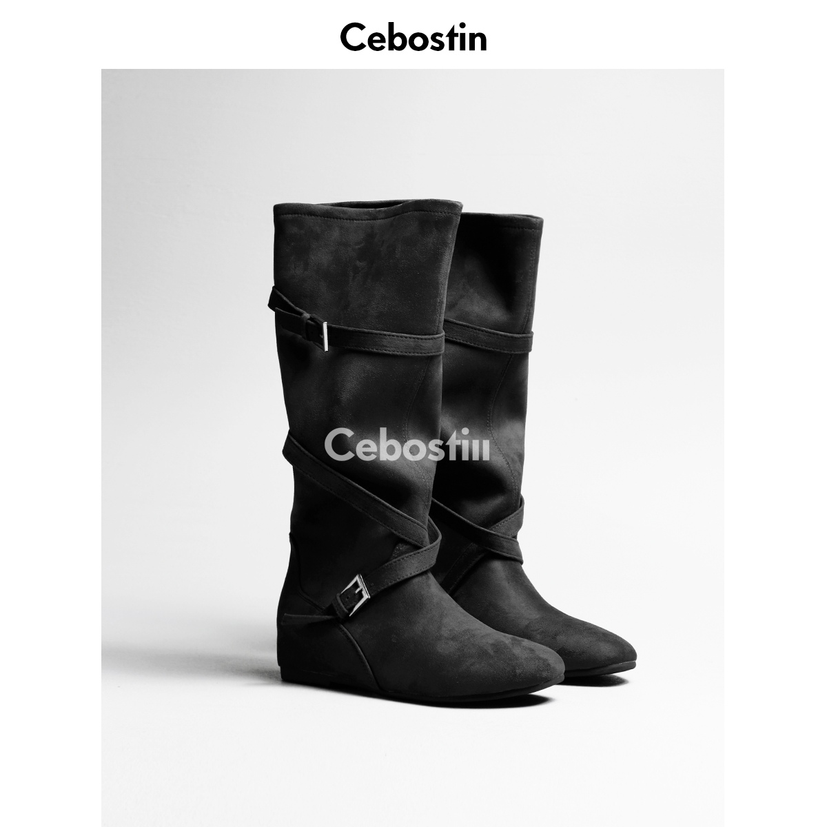 Cebostin Cross Buckle Knight Boots
