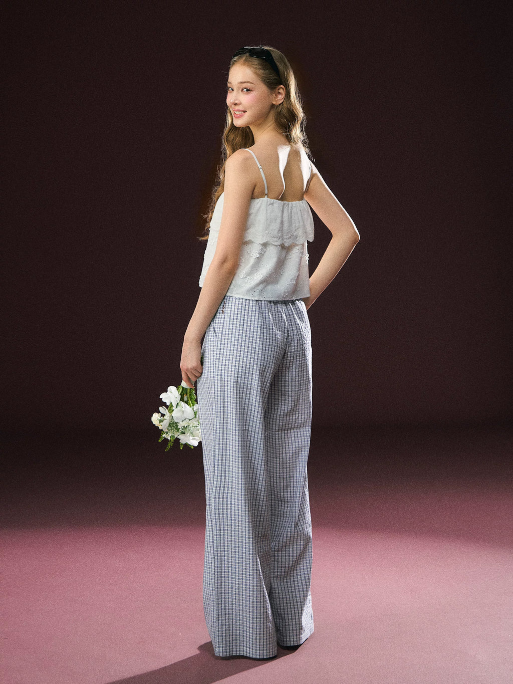 Ariseism Plaid Wide Leg Versatile Casual Pants