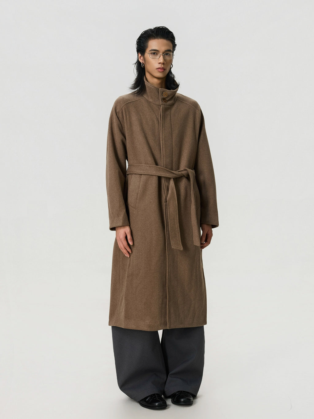 BTSG Minimalist Double-sided Woolen Stand-up Coat