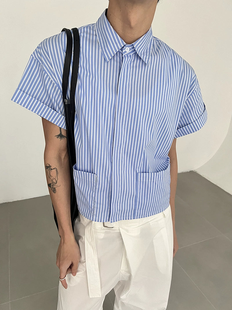 COLN Versatile Short Striped Shirt