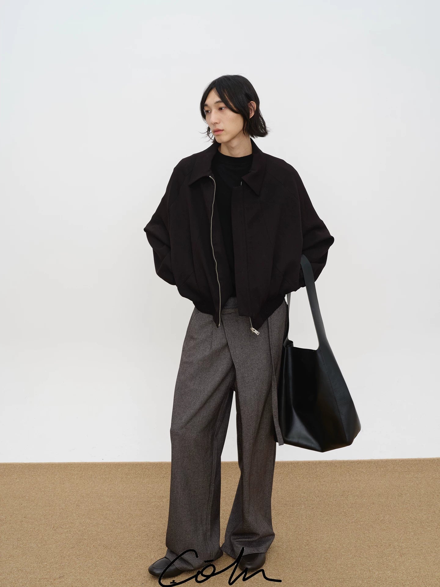 COLN Short Deconstructed Loose Zipper Jacket
