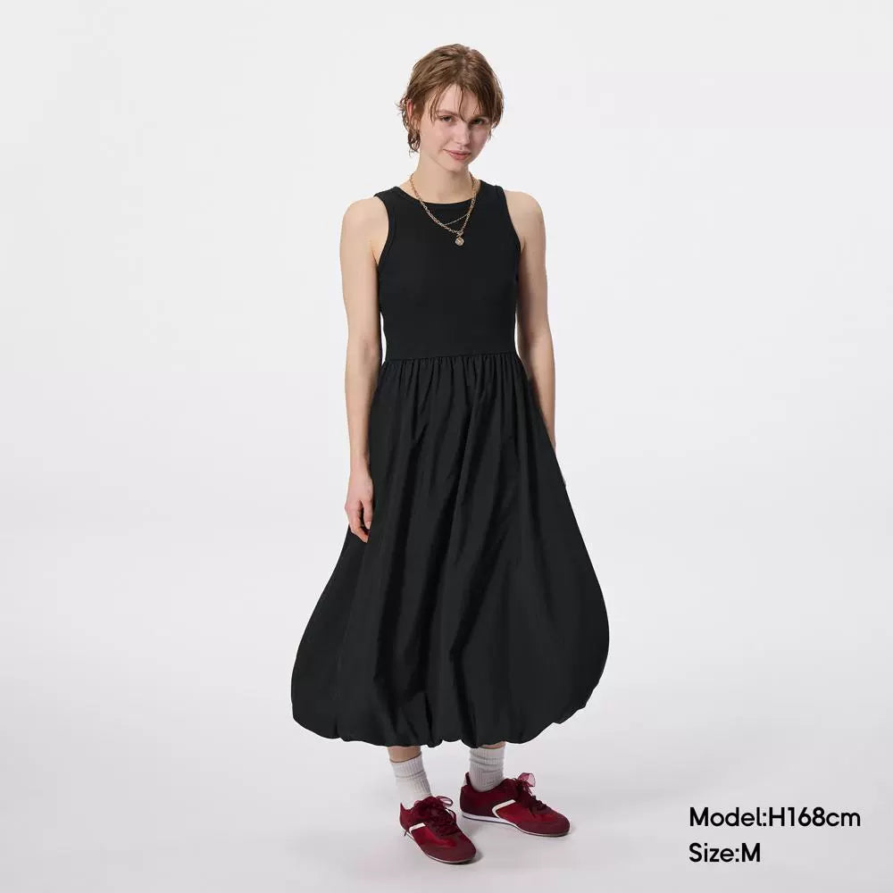 GU Bubble Bud Sleeveless Long Skirt Big Swing Skirt