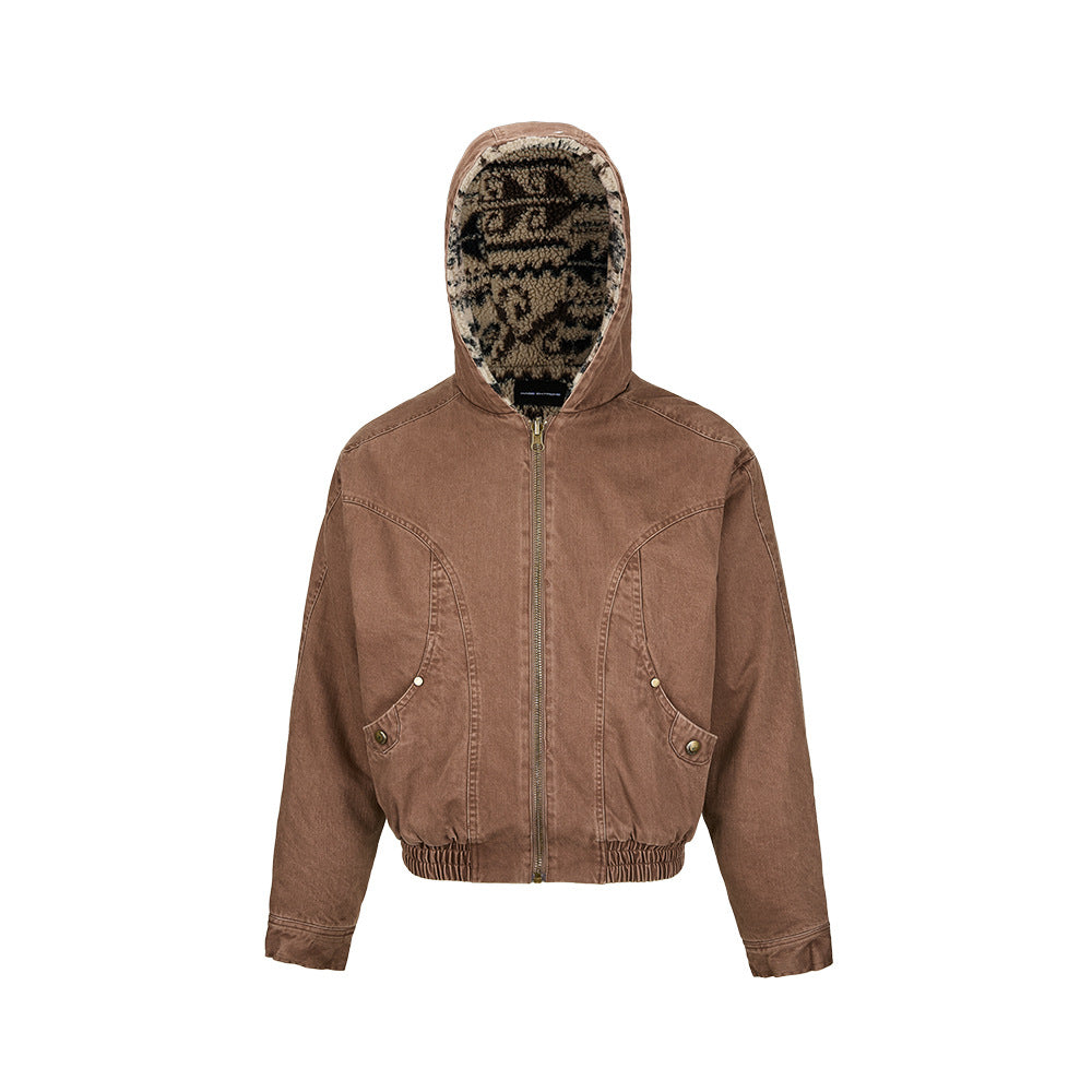 MADEEXTREME Lambswool Reversible Fleece-lined Hooded Jacket