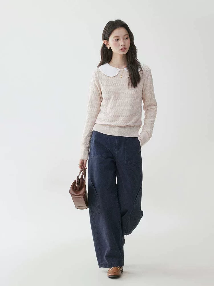 VOOE Contrast Shoulder Crew Neck Sweater