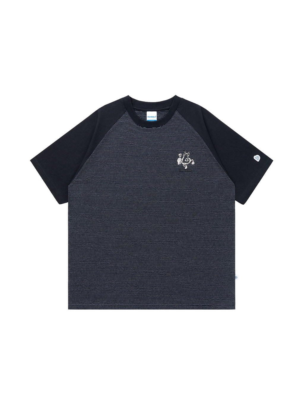 BENT IDEA Pinstripe Color Matching Shoulder Casual Tee