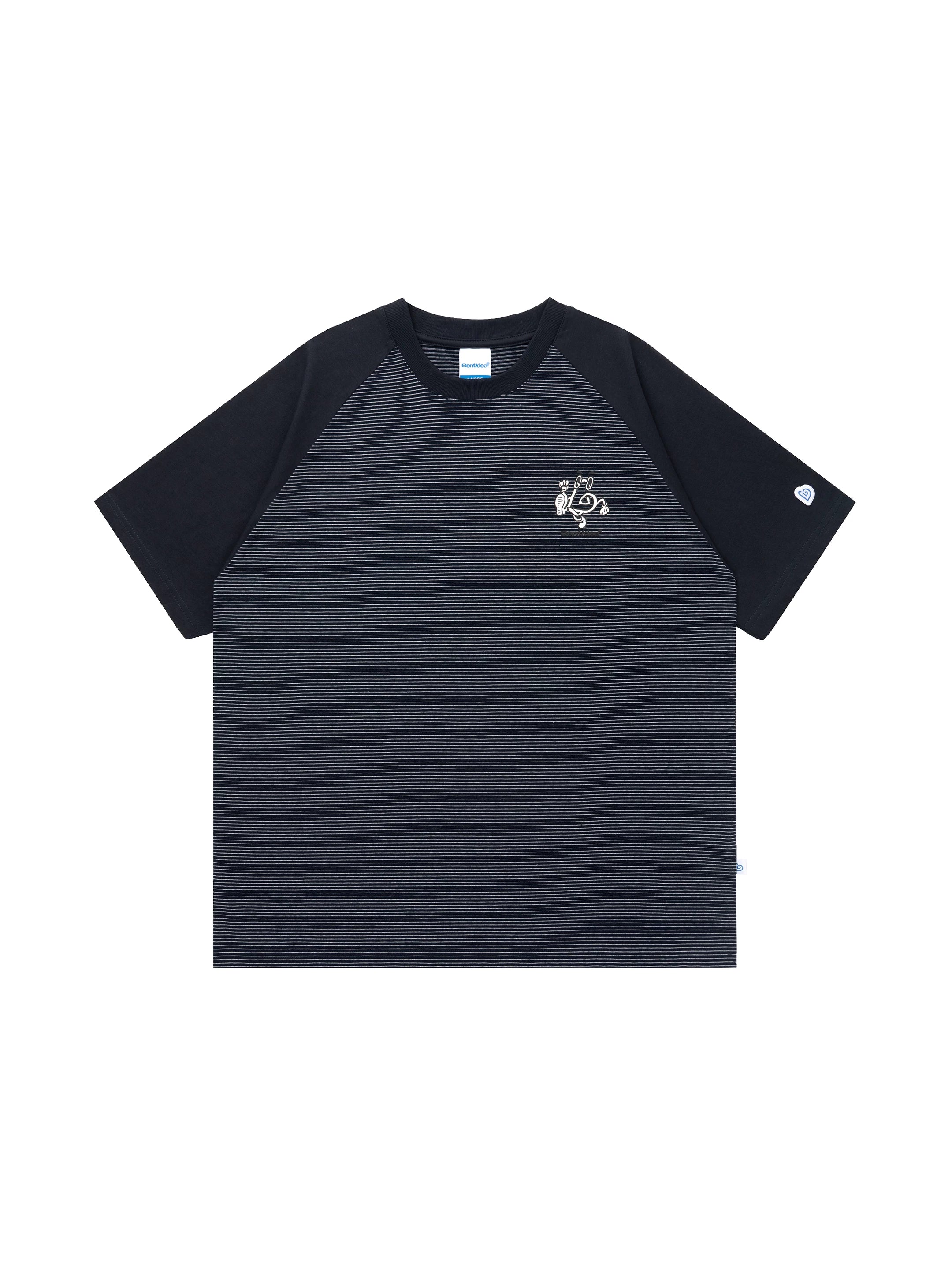 BENT IDEA Pinstripe Color Matching Shoulder Casual Tee