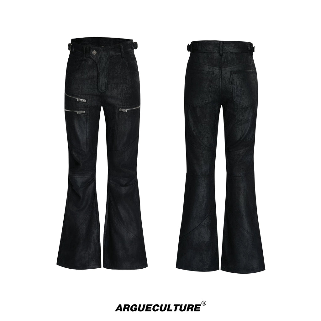 ArguECulturE Splicing Slim-Fold Pleated Straight Jeans