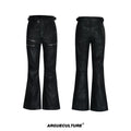 ArguECulturE Splicing Slim-Fold Pleated Straight Jeans