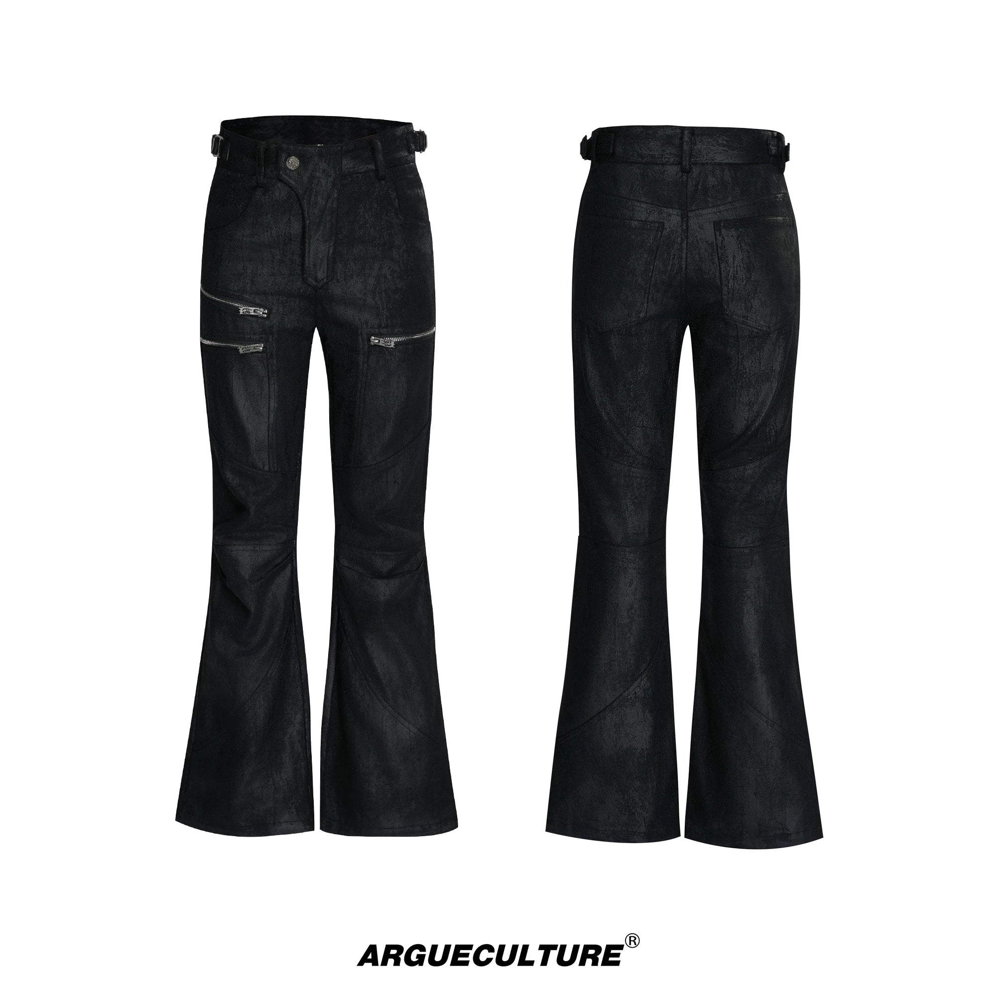 ArguECulturE Splicing Slim-Fold Pleated Straight Jeans