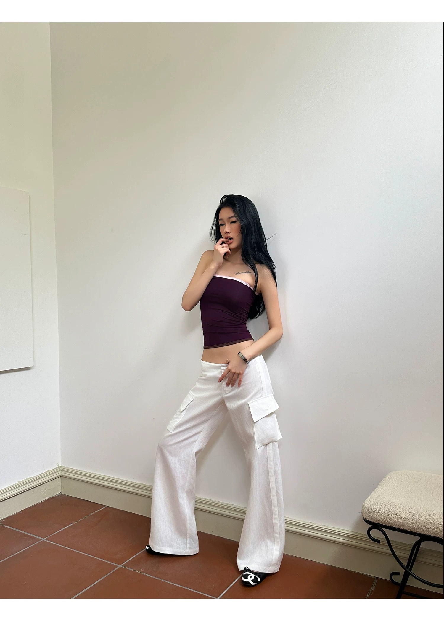 Audwyn Low Waist Skinny Wide Leg Pants