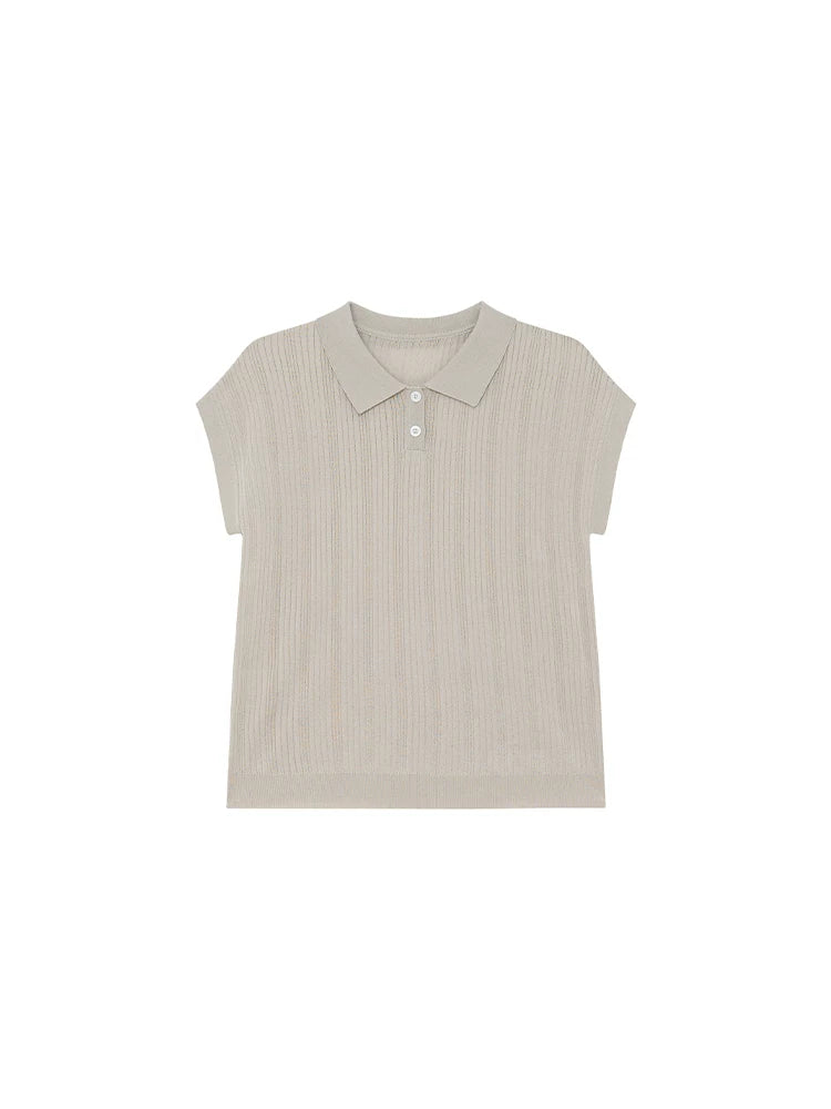 KANO POLO Collar Sleeveless Knitted Tee