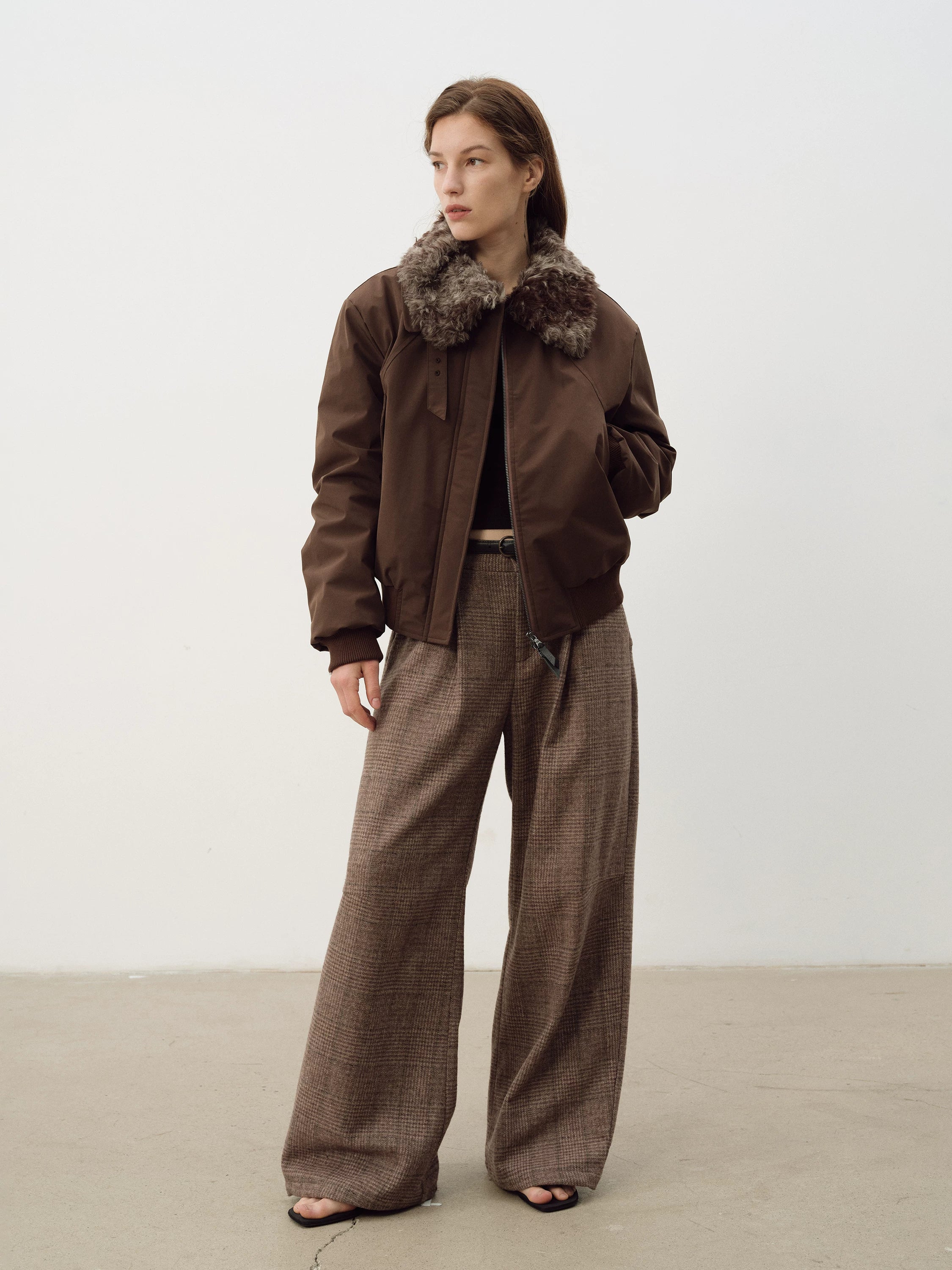 NOT UGLY Vintage Double-pleated Loose Plaid Casual Pants